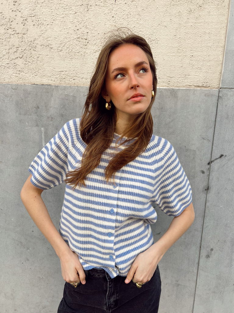 Cardigan MALOU bleu nuit/rayé