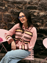 Pull zip MIRIA rose/rayé