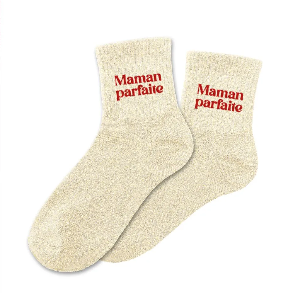 Chaussettes MAMAN PARFAITE beige à paillettes
