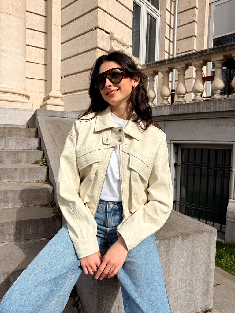 Veste AUBANE écru/simili (S/M)