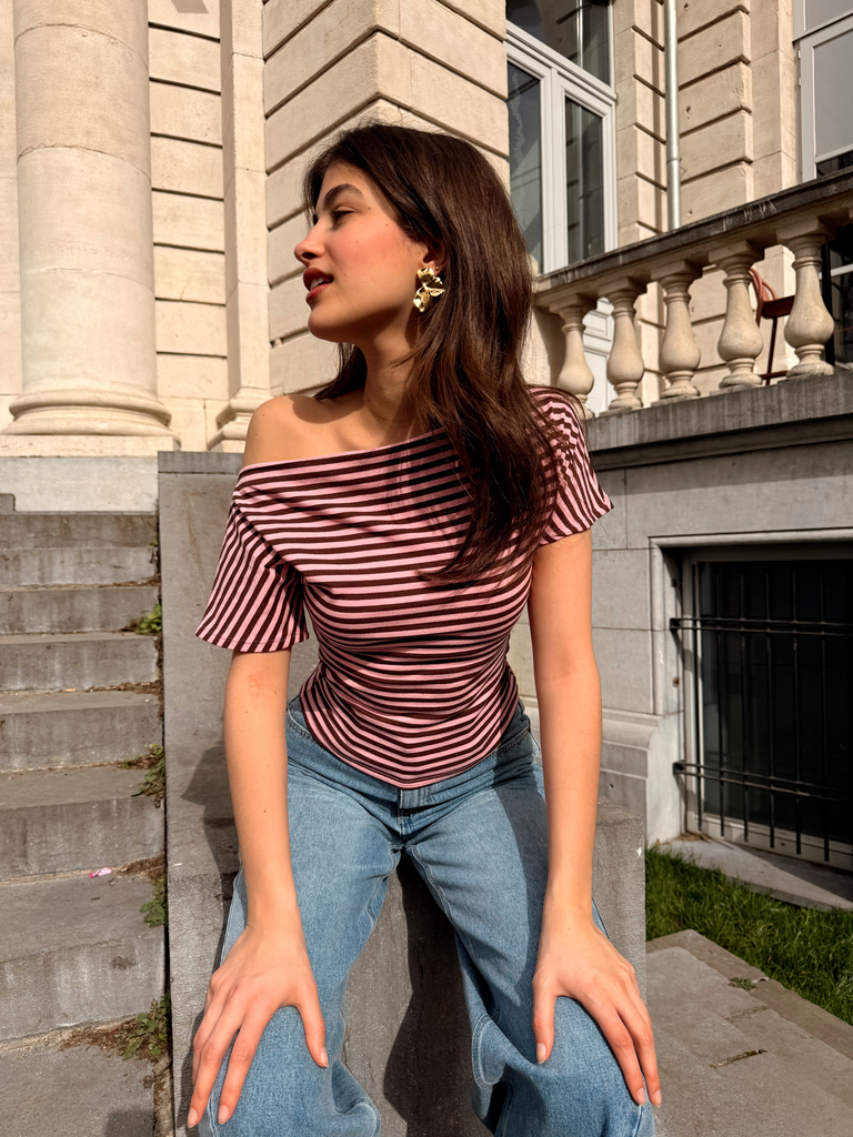 Blouse GABIN rose/rayée (S)