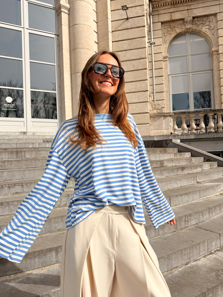 T-shirt manches longues NOA bleu clair/blanc