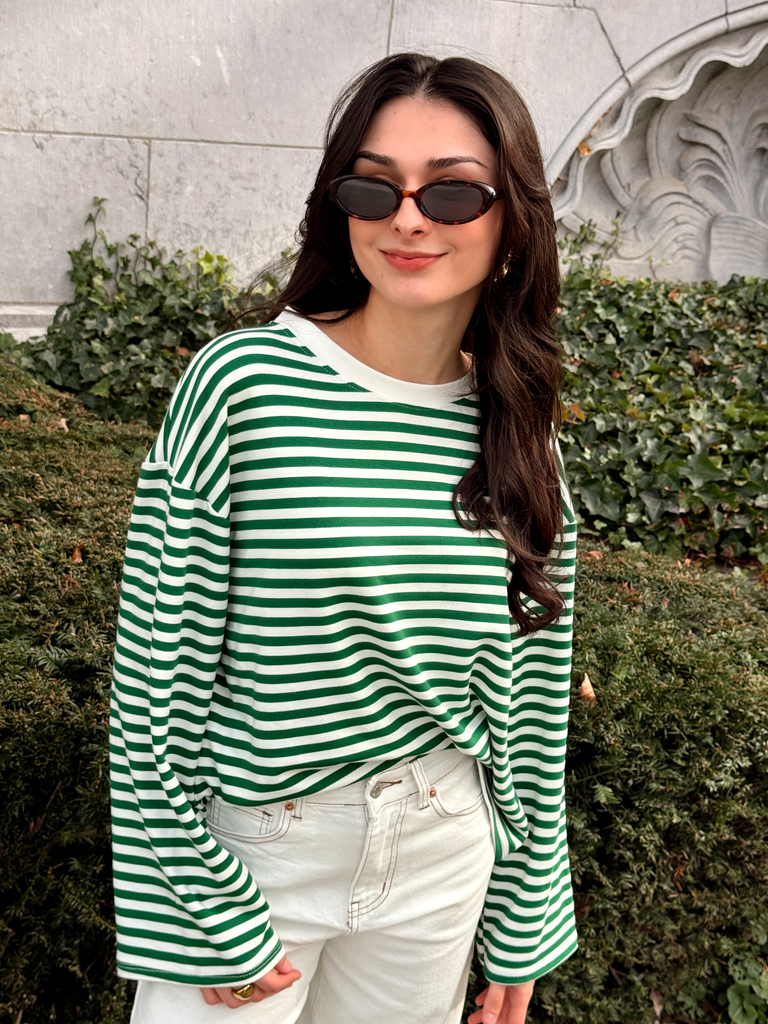 T-shirt manches longues NOA vert/blanc