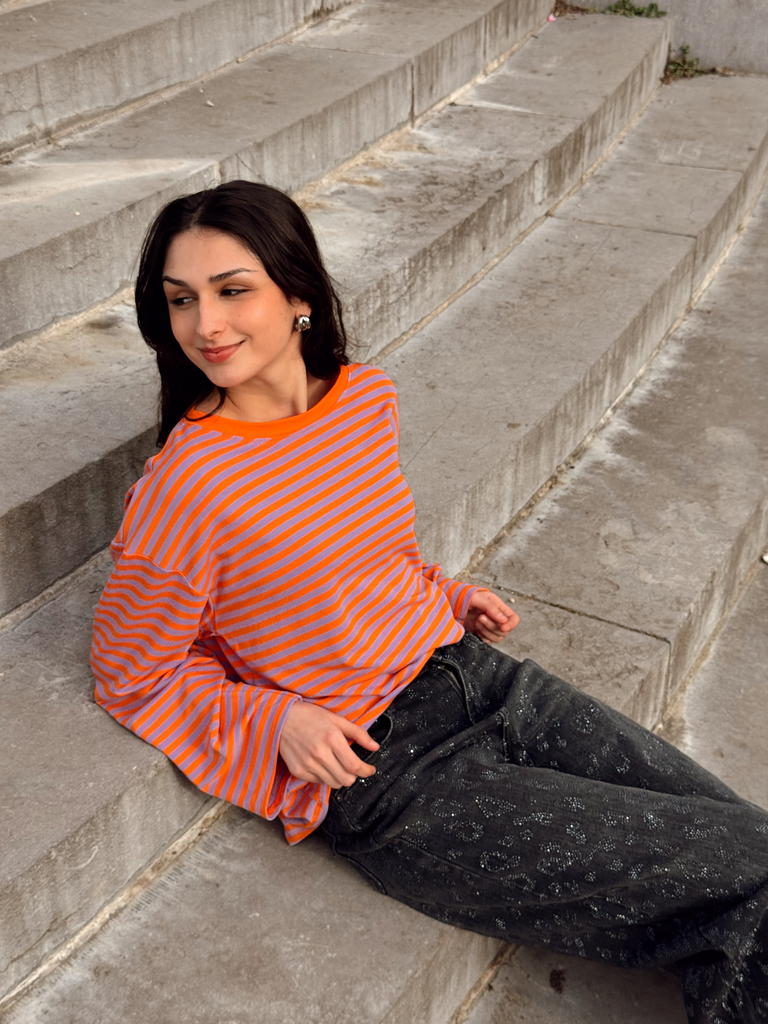 T-shirt manches longues NOA lilas/orange