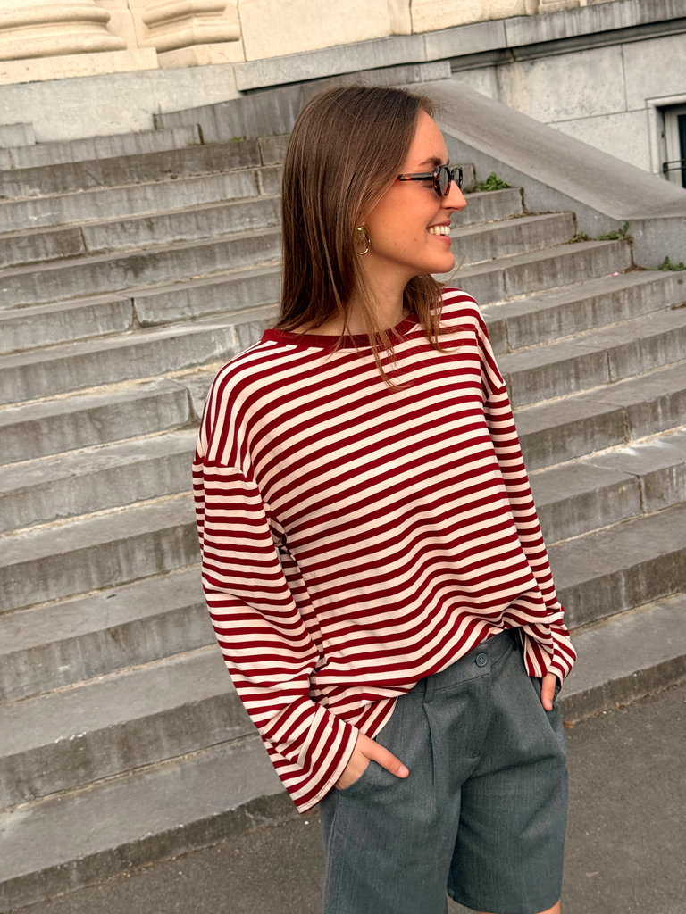 T-shirt manches longues NOA rose très clair/bordeaux