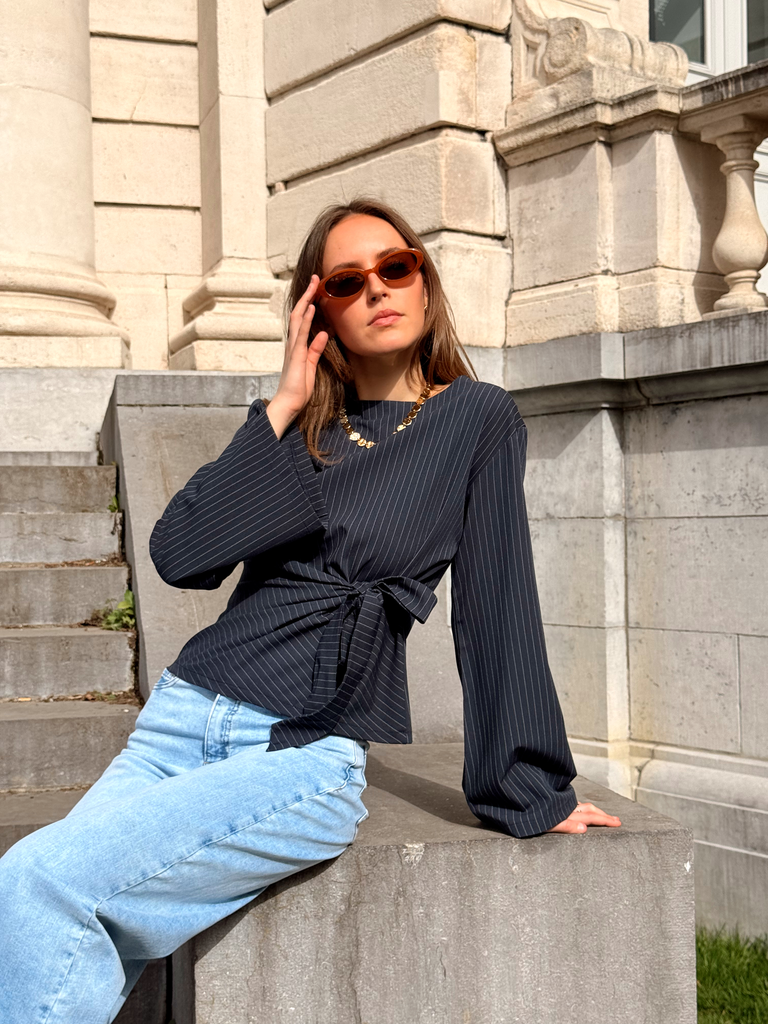 Blouse LIDYA bleu rayures (S)