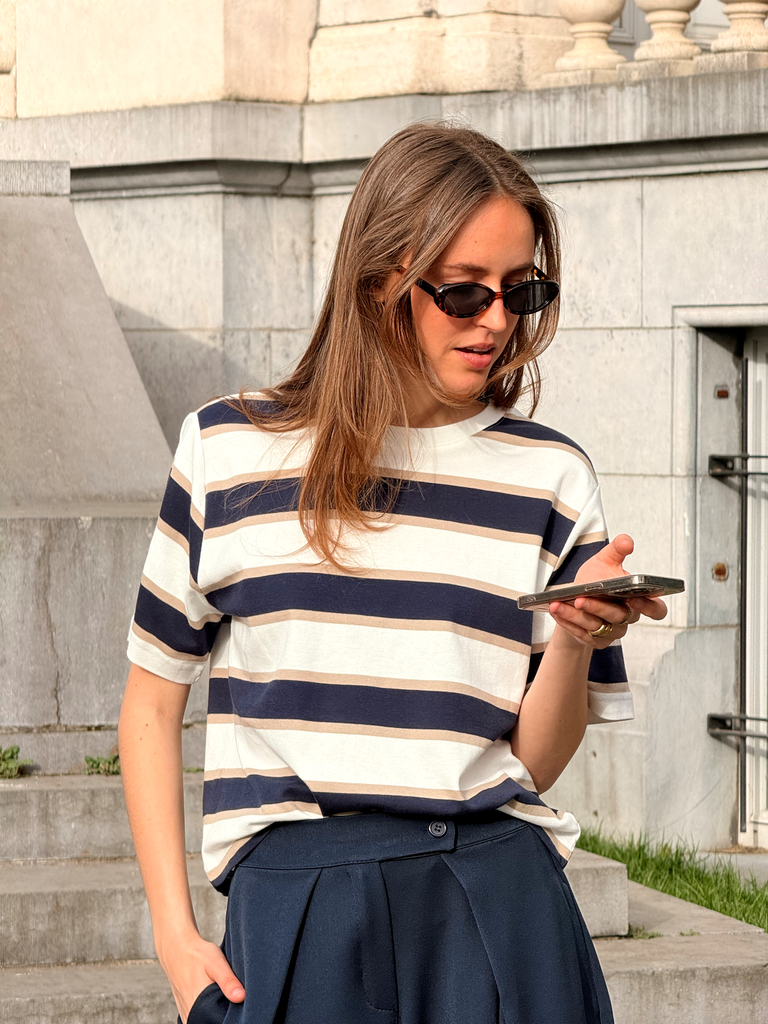 T-shirt DARLING blanc/rayures bleues (XS)