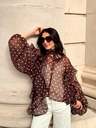 Blouse GRÉGORY brune à pois