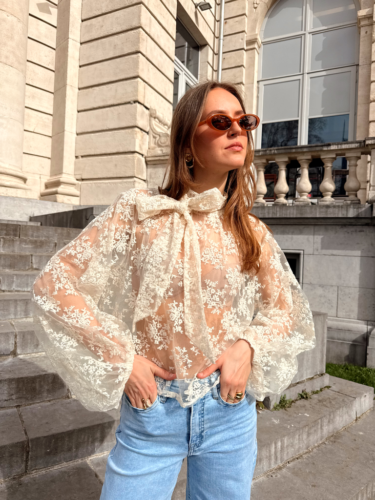 Blouse HYACINTH blanc/dentelle