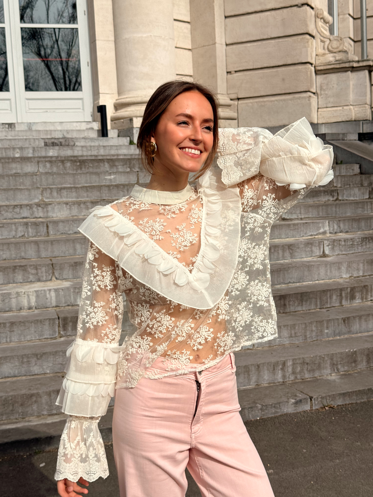 Blouse VIOLETTE blanc/dentelle (S/M)