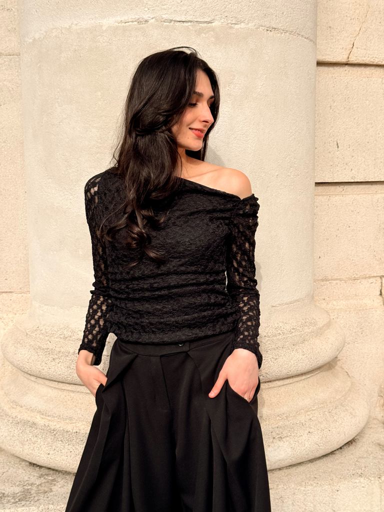 Blouse DAPHNE noir/dentelle