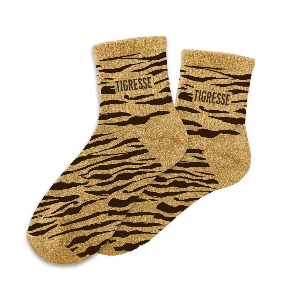 Chaussettes imprimées TIGRESSE à paillettes