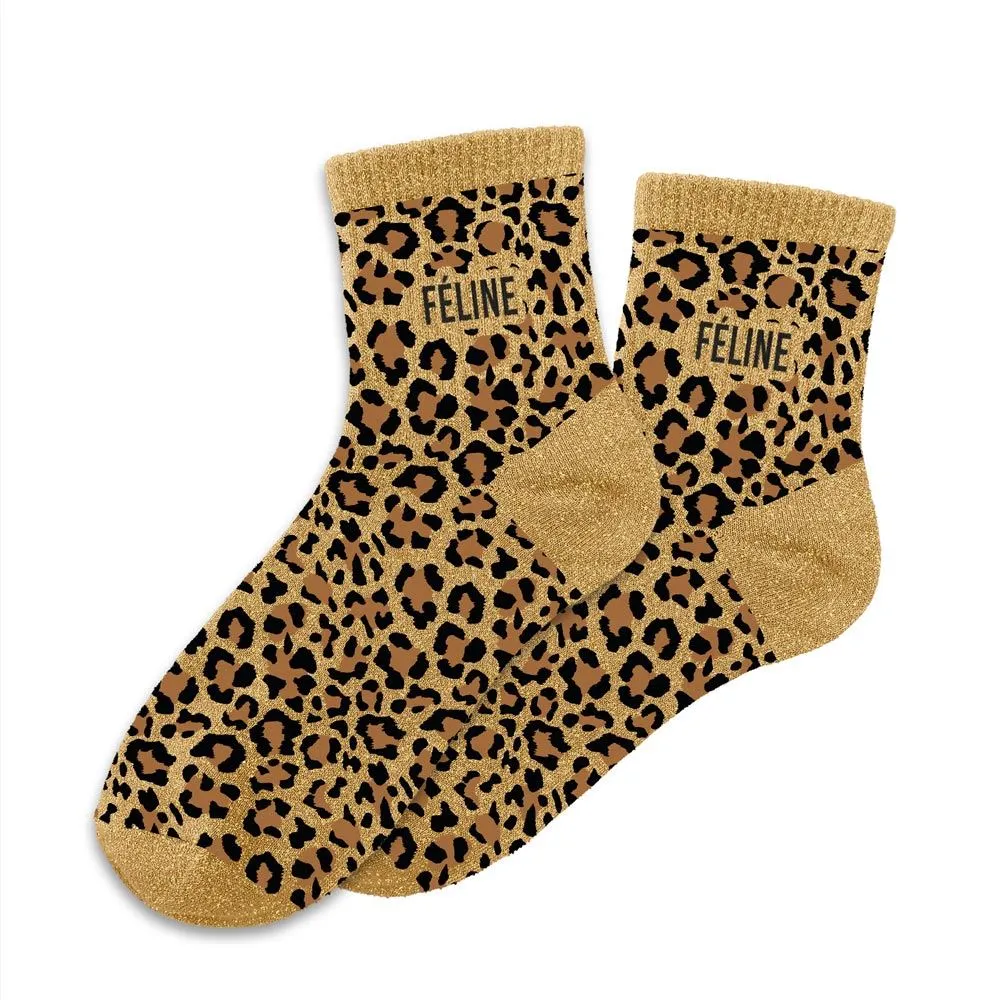 Chaussettes imprimées FELINE à paillettes