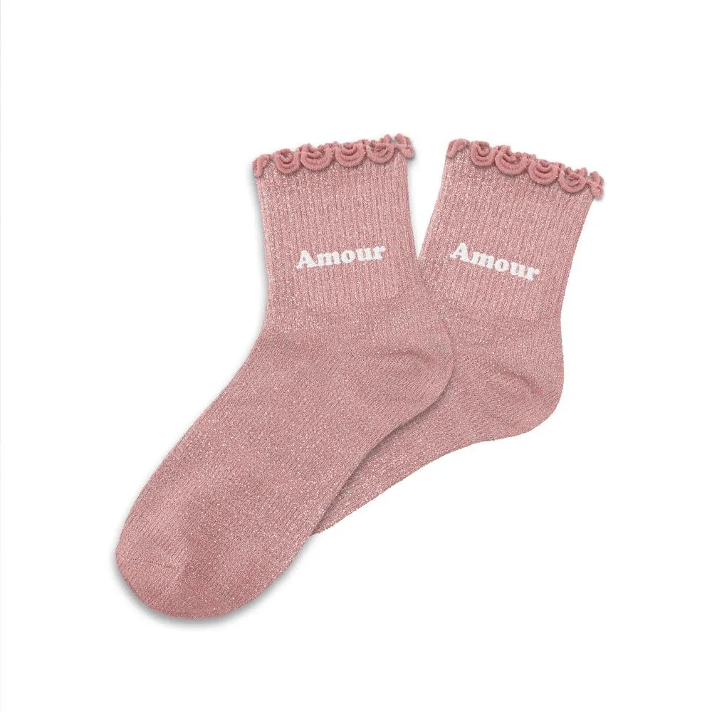 Mini chaussettes à paillettes AMOUR pour enfant