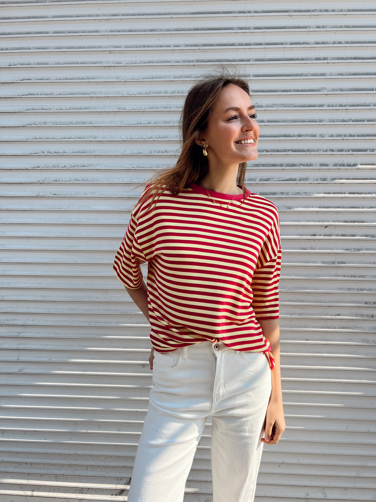 T-shirt marinière EZRA fuschia/jaune