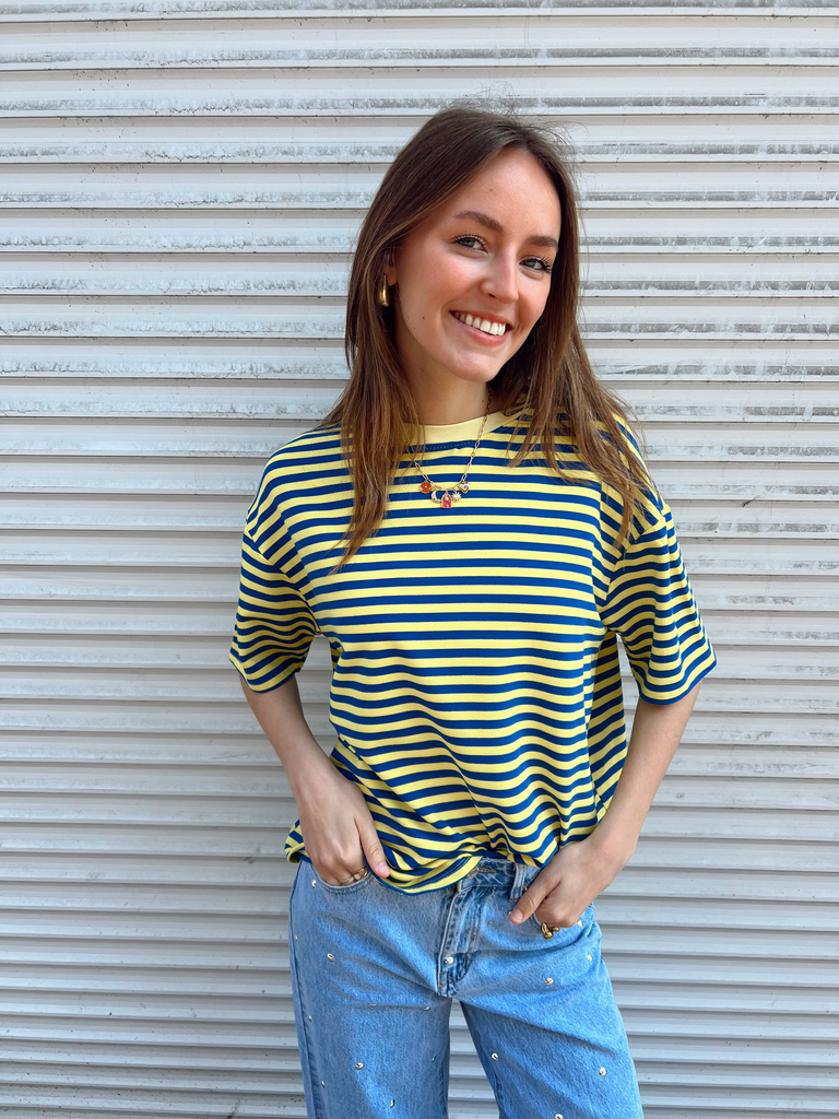T-shirt marinière EZRA jaune/bleu