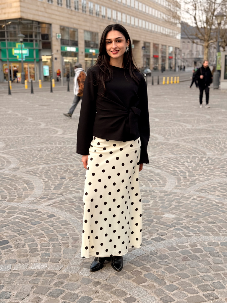 Jupe AYA blanche à pois