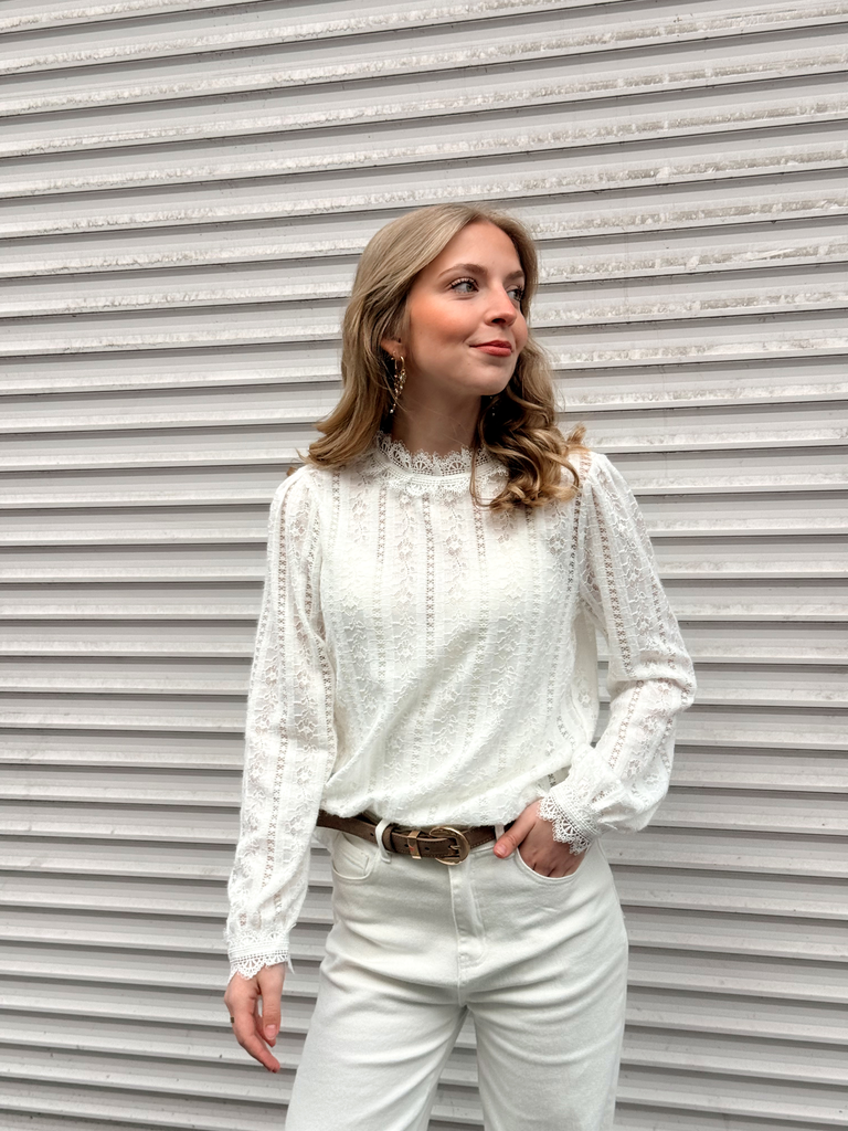 Blouse ARMELLE blanc/dentelle