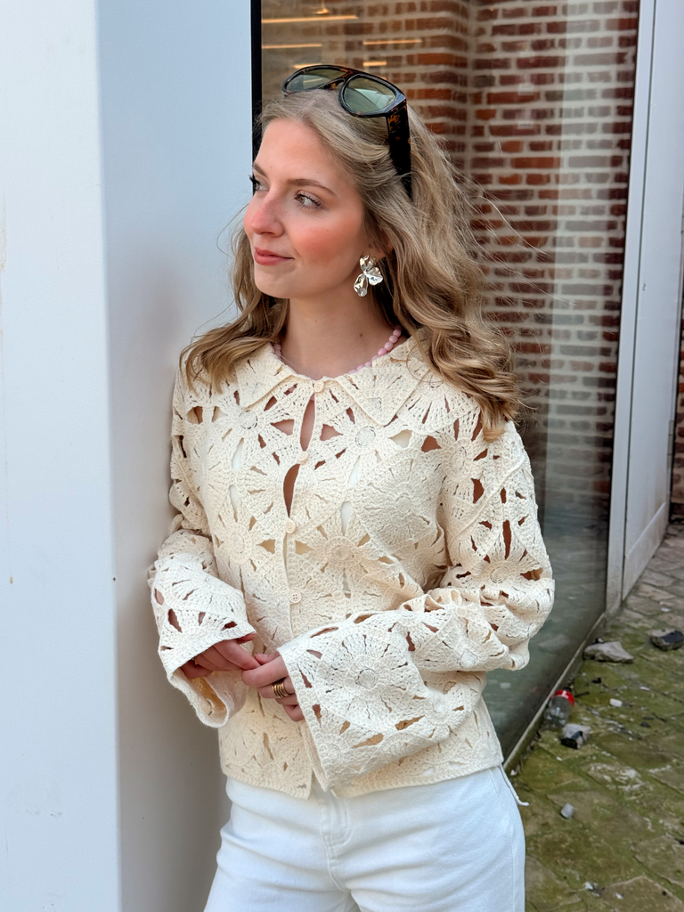 RUFUS BEIGE - Gilet en crochet