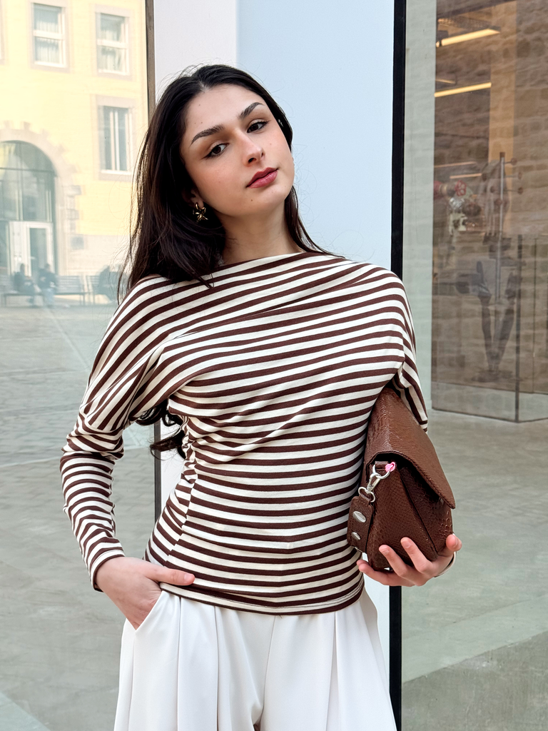 Blouse RAPHAEL écru/brun (S)