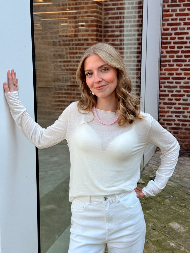 Pull CORALIE blanc/cachemire