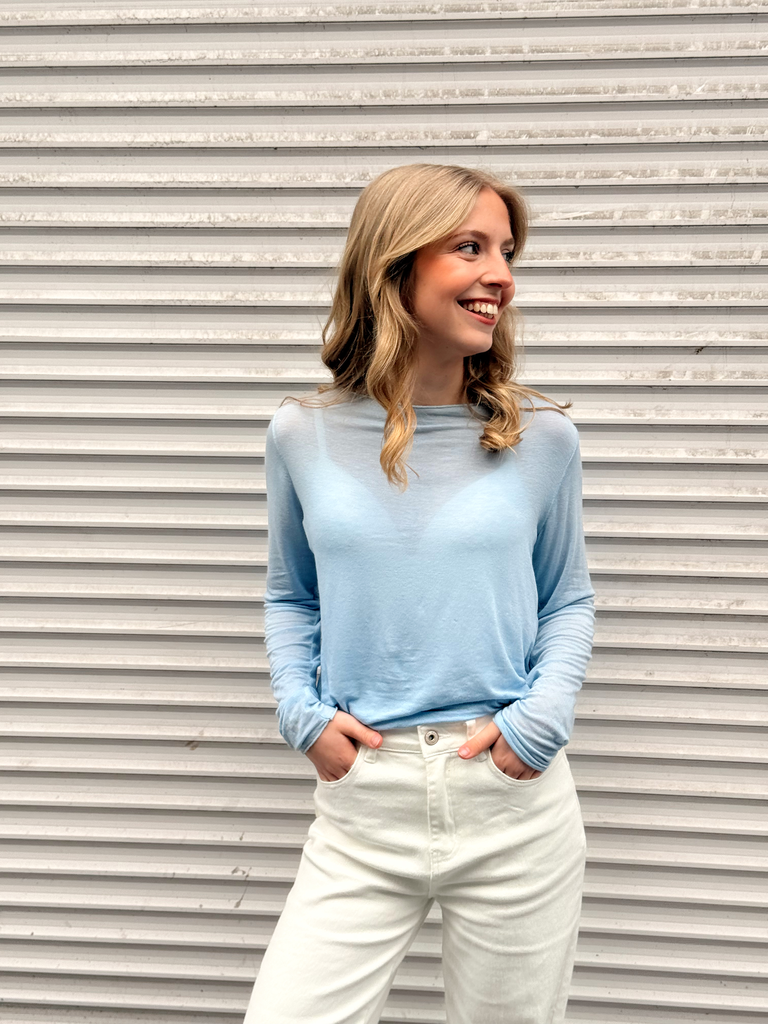 Pull CORALIE bleu ciel/cachemire