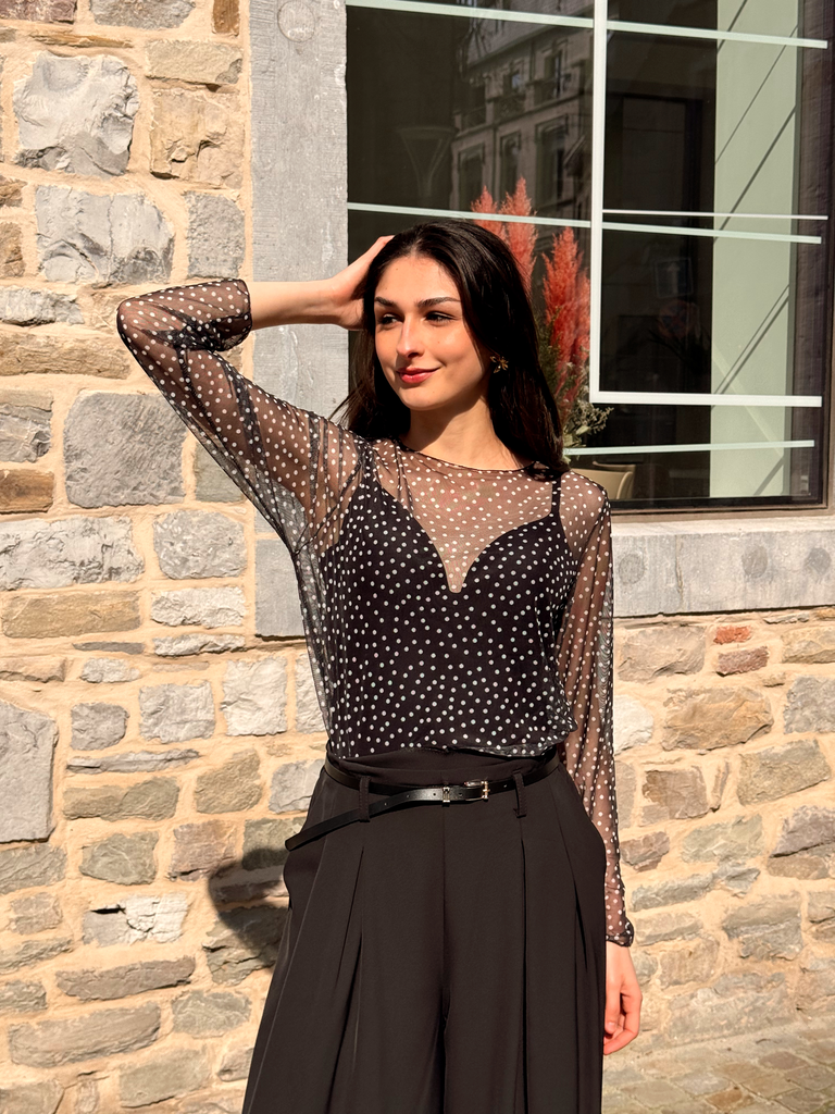 Blouse ANISSA noir/pois