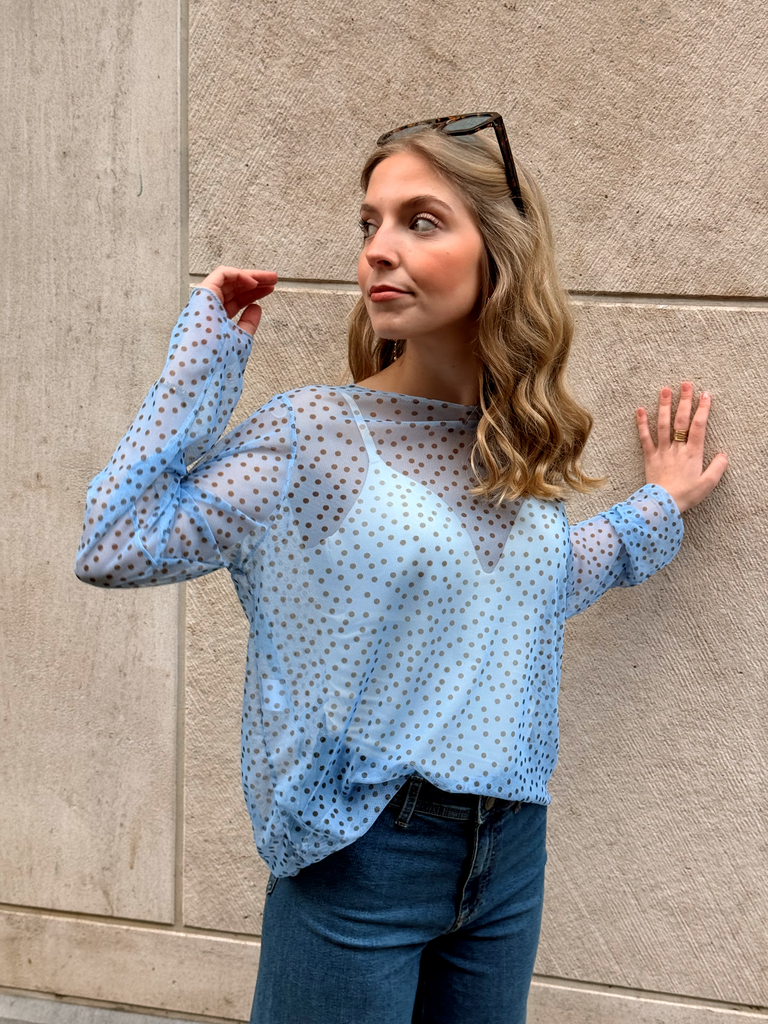 Blouse ANISSA bleu/pois
