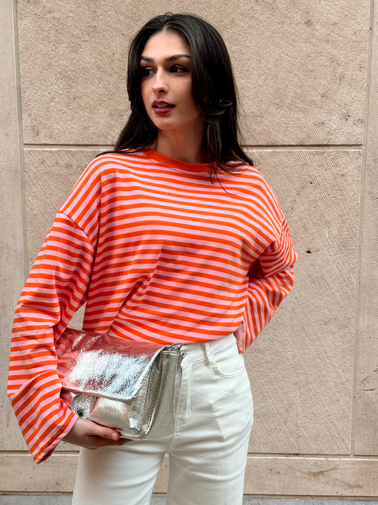 T-shirt manches longues NOA orange/rose