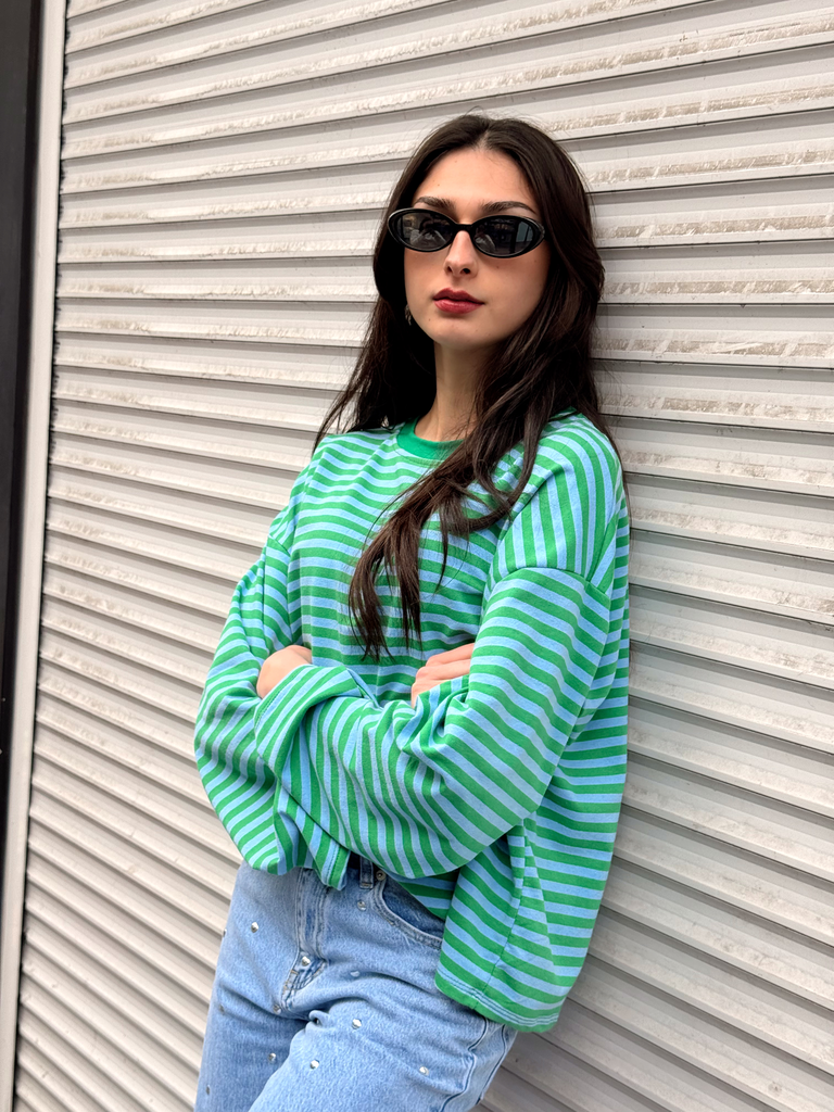 T-shirt manches longues NOA vert/bleu