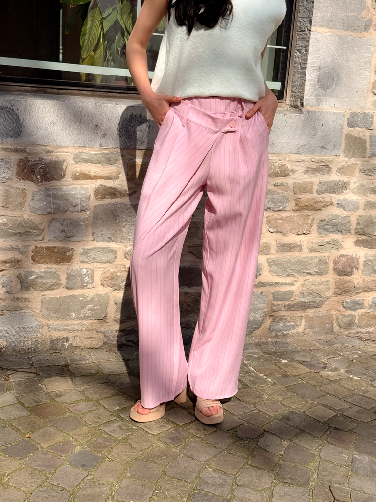 Pantalon CASSY rose/rayé