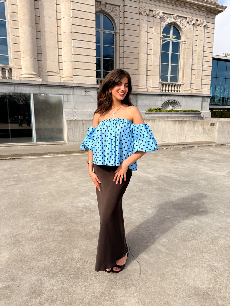 ALAYA BLEU - Blouse à pois