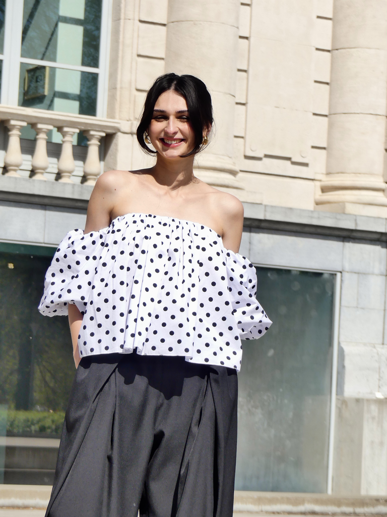 ALAYA BLANC - Blouse à pois