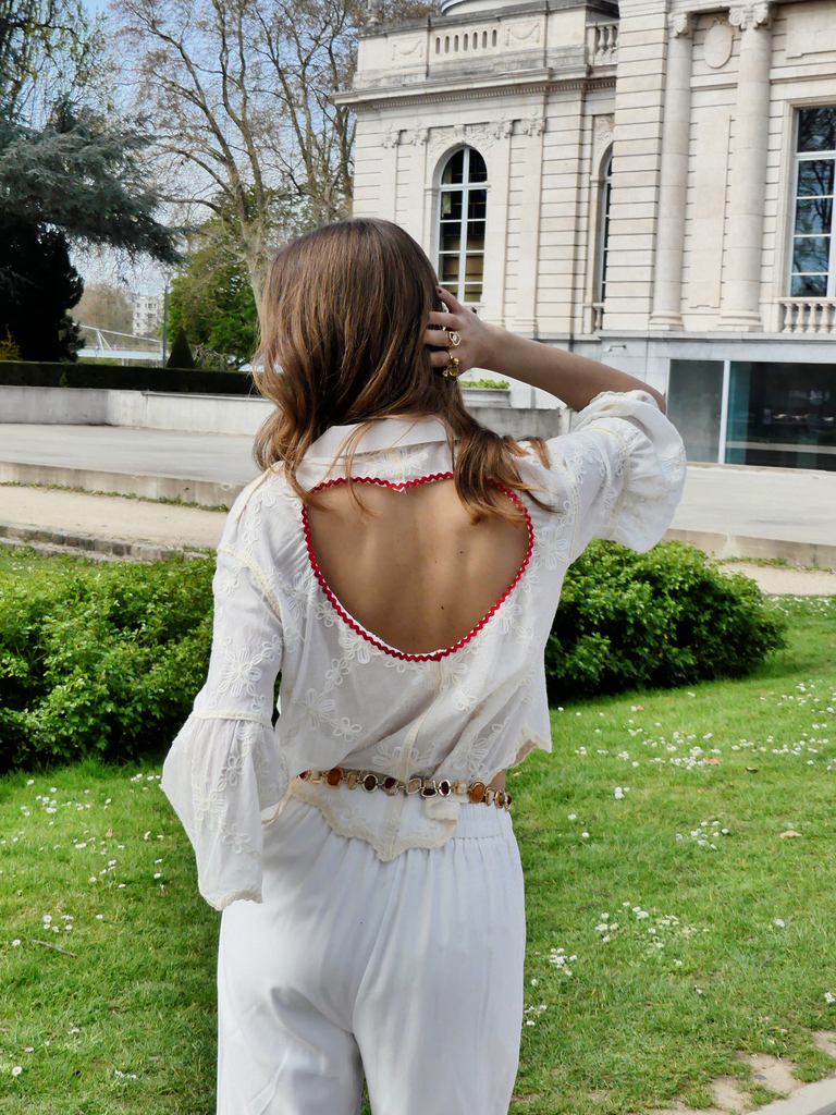 LOISE ÉCRU - Chemisier dos nu