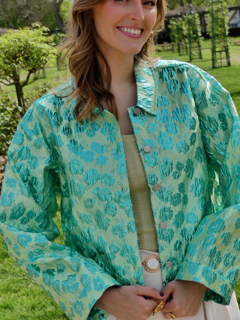 MOLLY VERT - Veste à fleurs