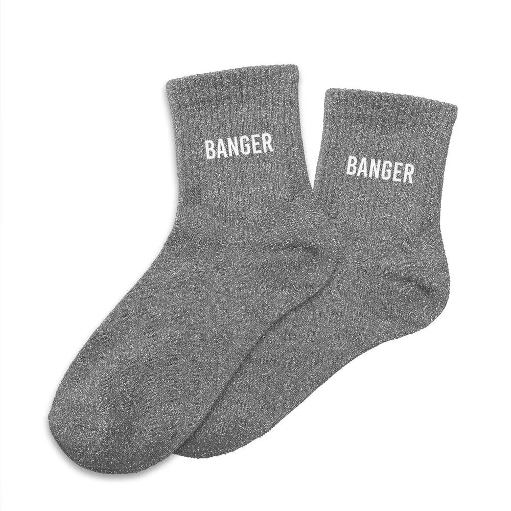 Chaussettes BANGER gris à paillettes
