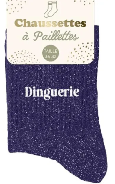 Chaussettes DINGUERIE bleu à paillettes