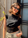 GIULIANA NOIR - Blouse asymétrique avec dentelle