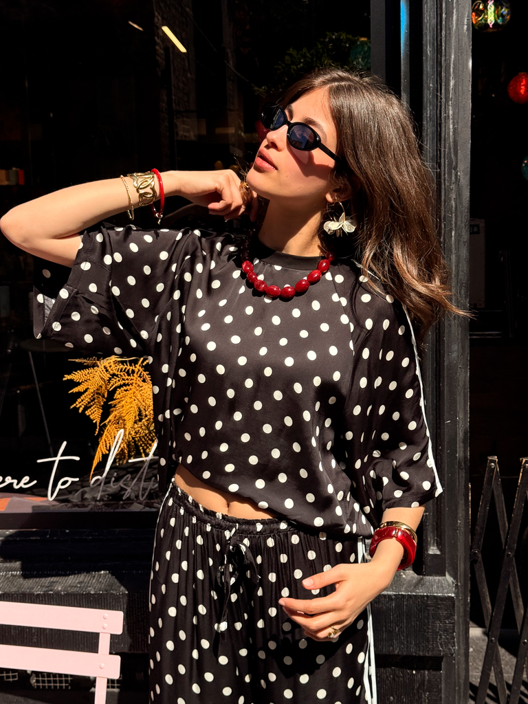 ADRIEL NOIR - T-shirt à pois