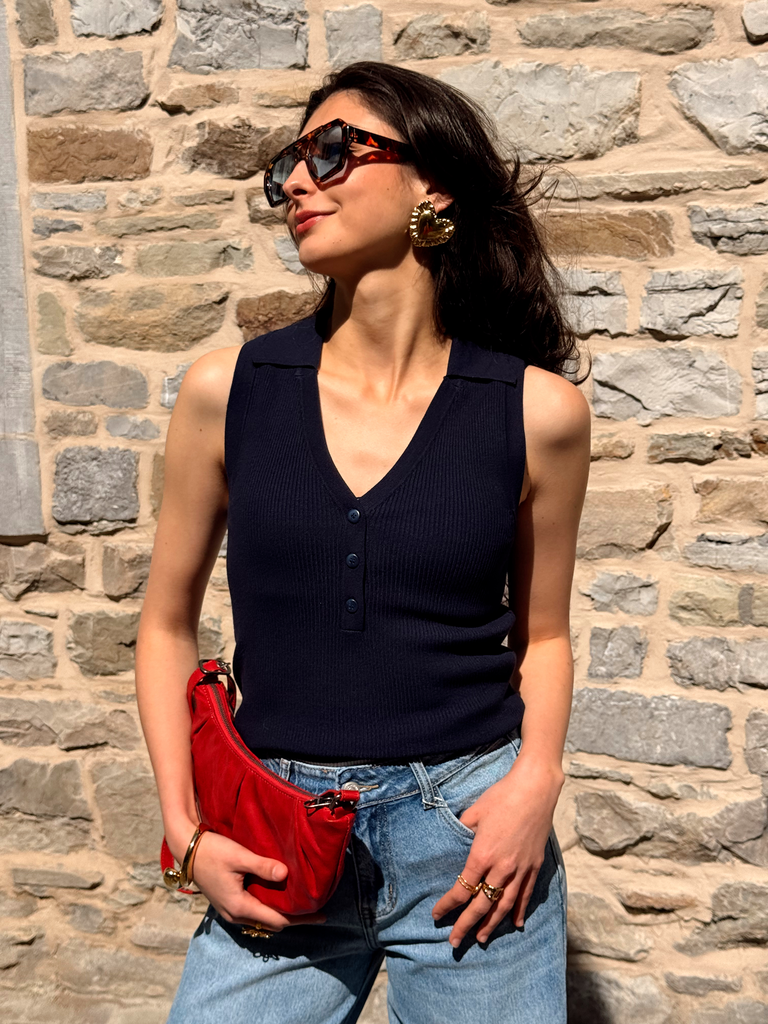 NANNA BLEU MARINE - Polo sans manches