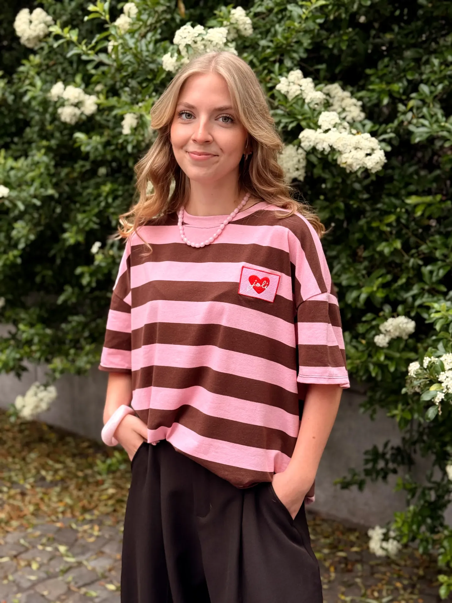 JOLI ROSE/BRUN - T-shirt à rayures