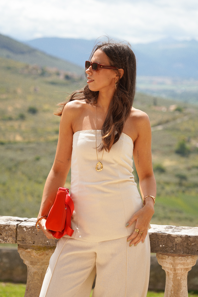 MAJSE BEIGE - Bustier en lin
