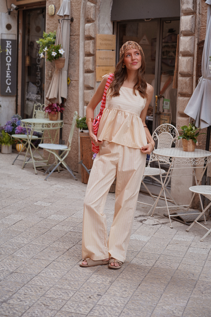 AGATA JAUNE - Pantalon à rayures