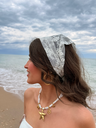 Foulard de tête blanc/dentelle
