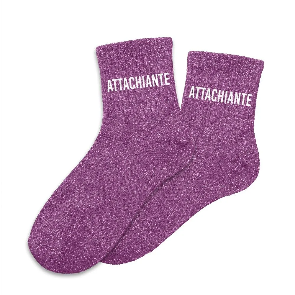 Chaussettes ATTACHIANTE mauve à paillettes