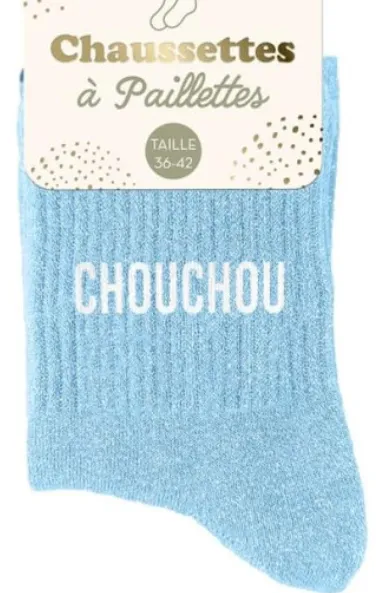 Chaussettes CHOUCHOU bleu à paillettes