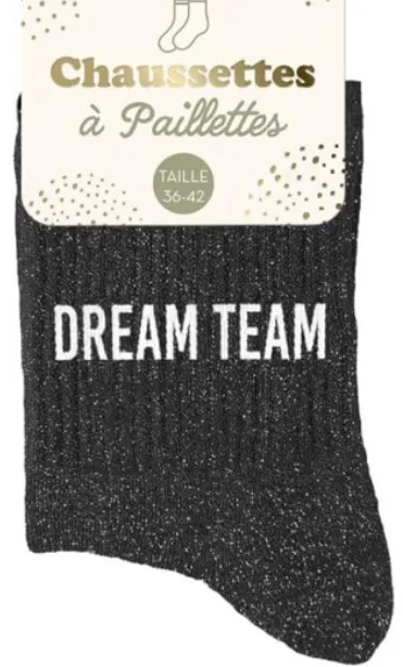 Chaussettes DREAM TEAM noir à paillettes