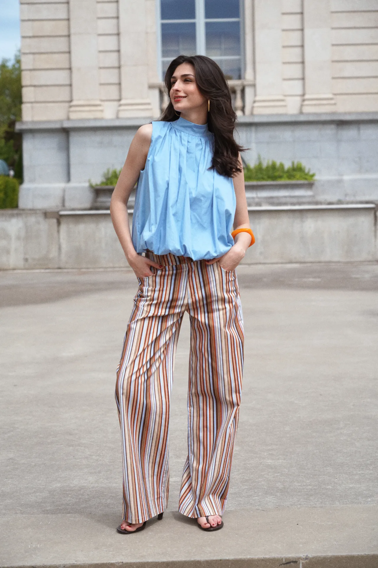 BJÖRN BRUN/MULTICOLORE - Pantalon à rayures