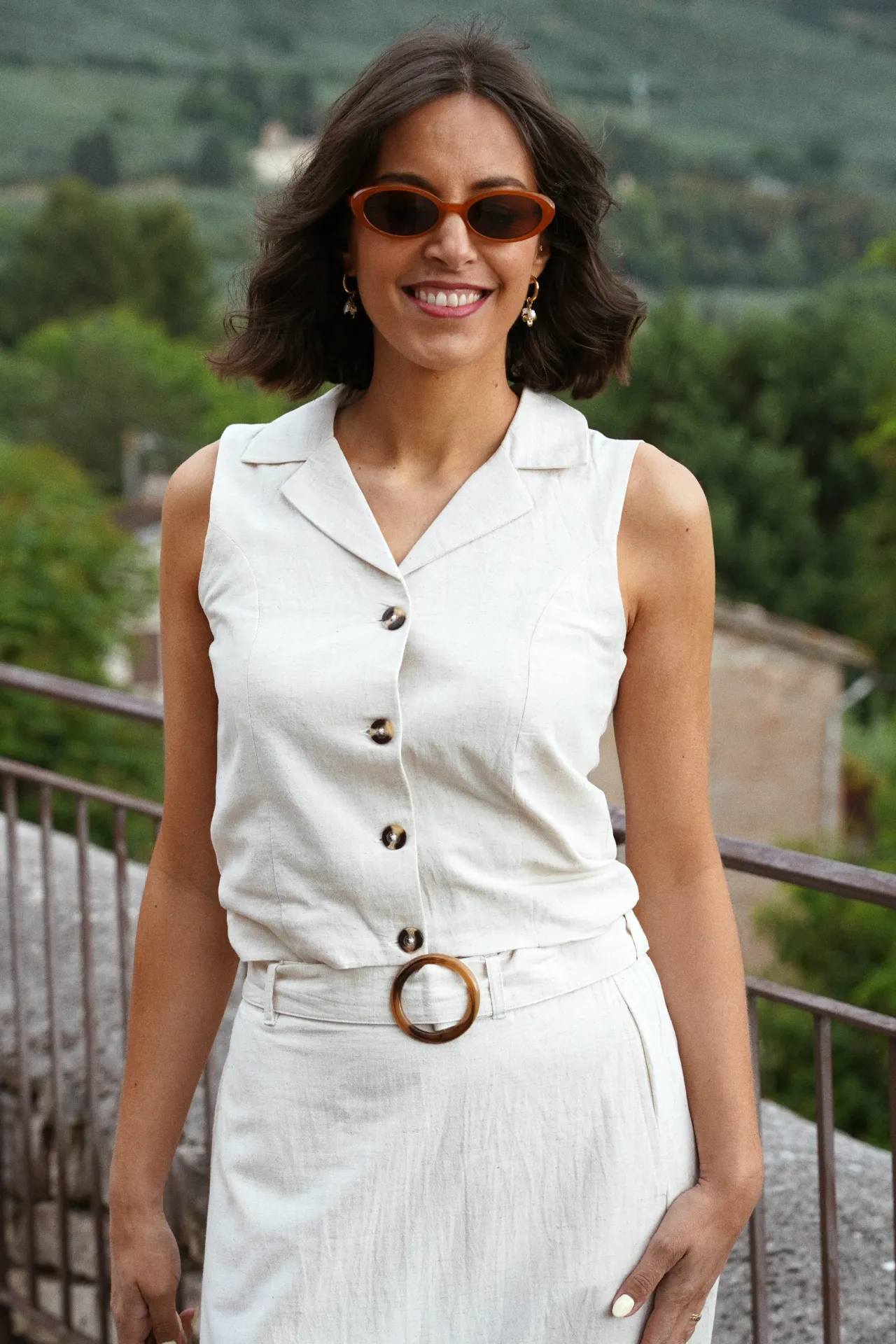 MILAN BEIGE - Gilet en lin (XS)