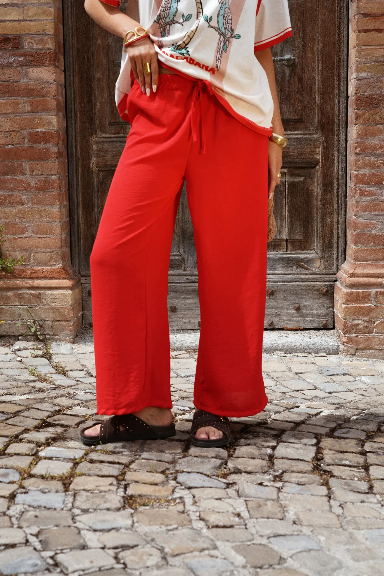 MIRELLA ROUGE - Pantalon fluide
